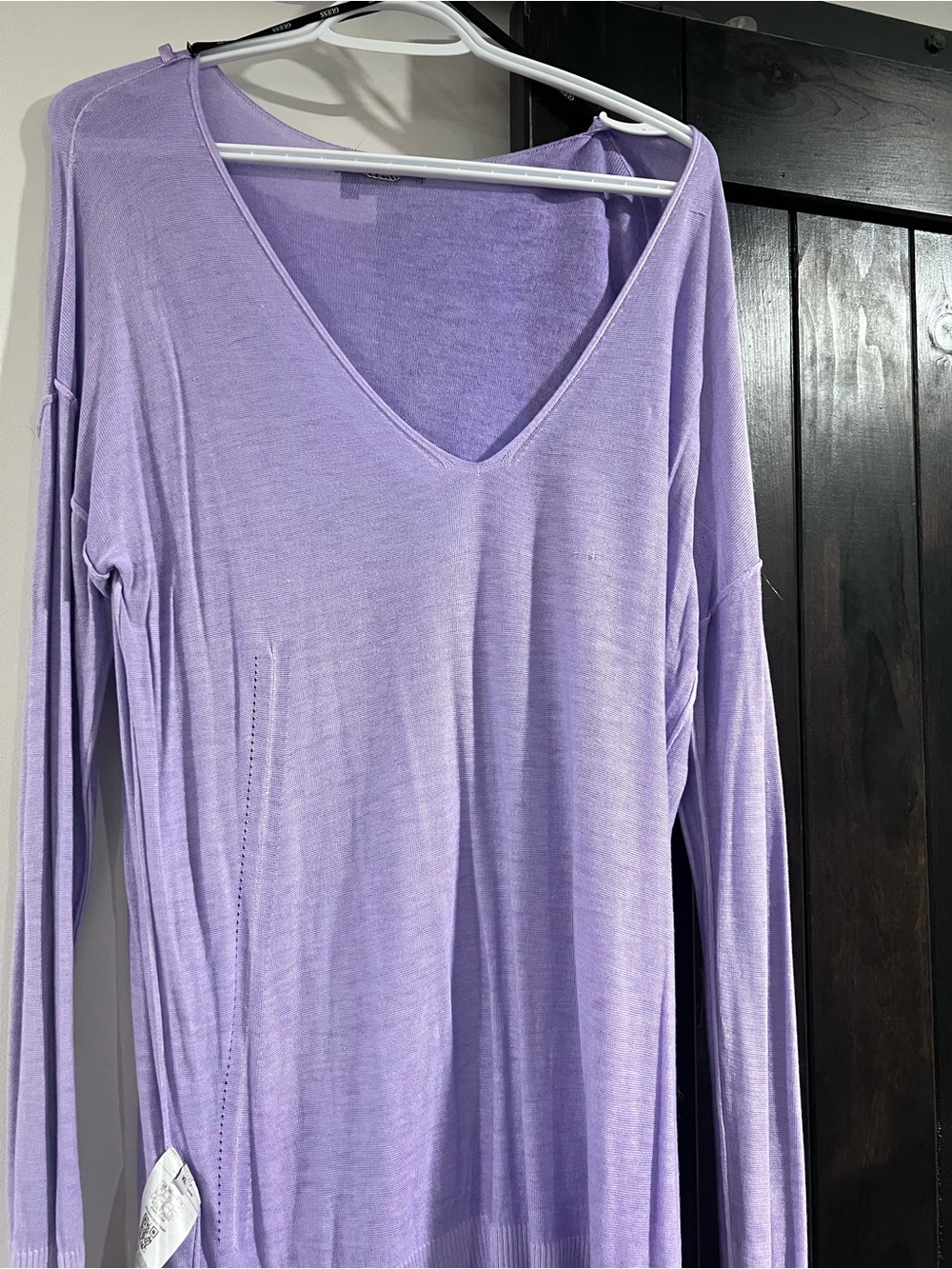 Guess Lavender V-Neck Long Sleeve Top